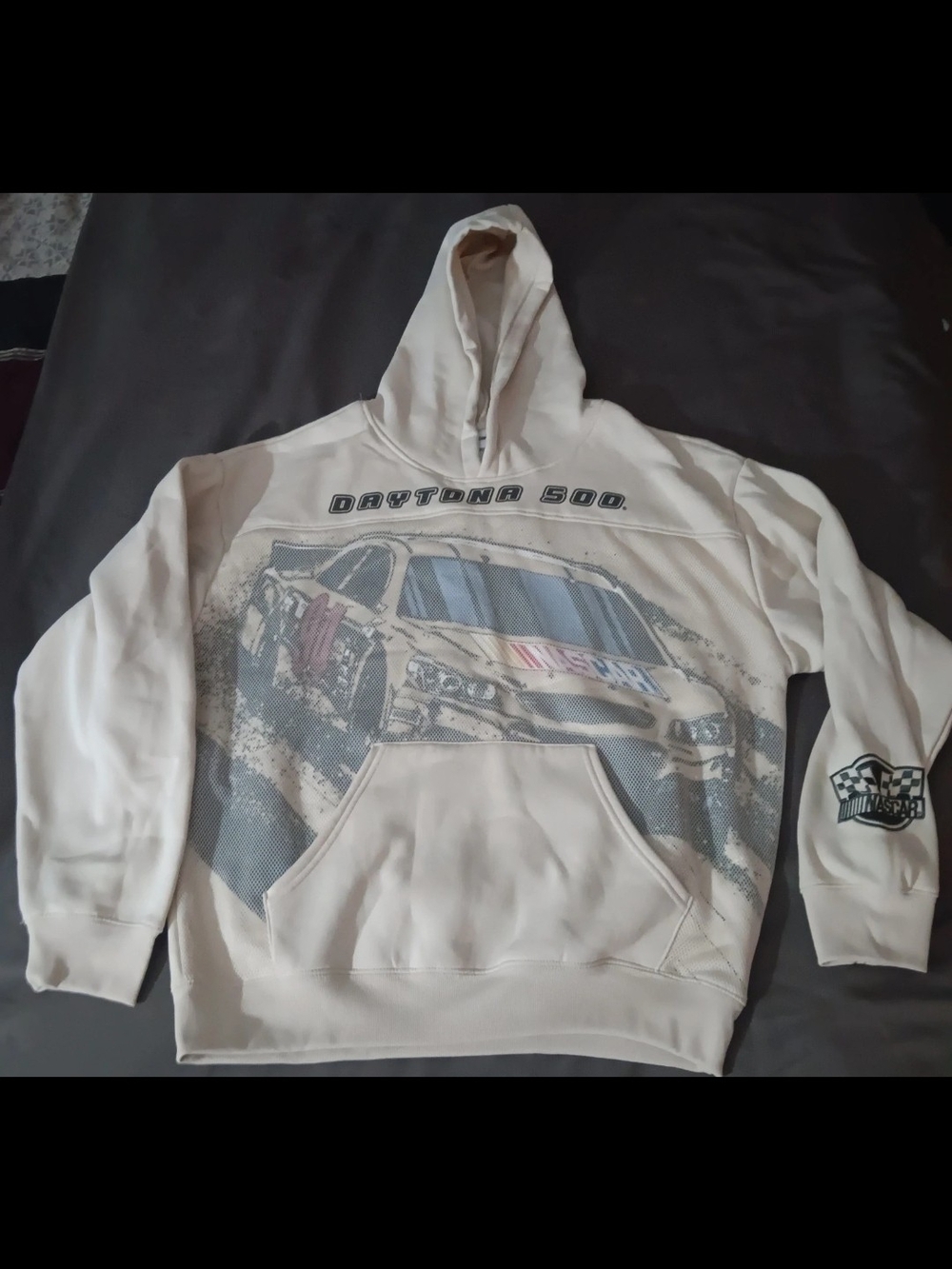 Nascar Cream Daytona 500 Graphic Pullover Hoodie NWT